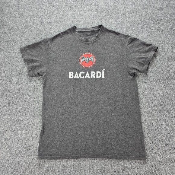 Bacardi Rum Tshirt Mens Medium Gray Short Sleeve Graphic Logo Casual - Picture 1 of 6